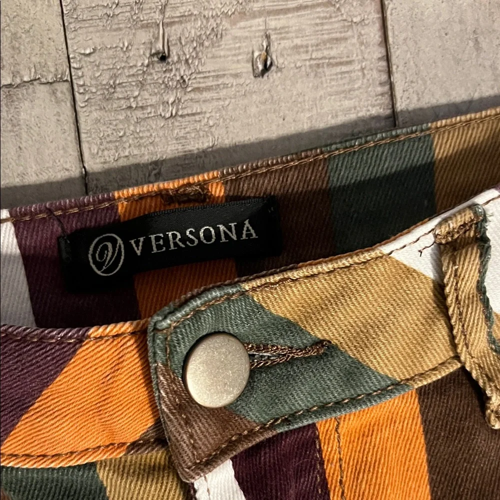 Versona Multicolor Striped Flare Jeans - Picture 2 of 4
